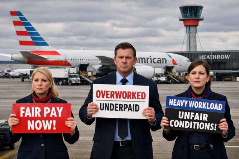 American Airlines Flight Attendants Seek Extra Pay Amid Heathrow Catering Disruption