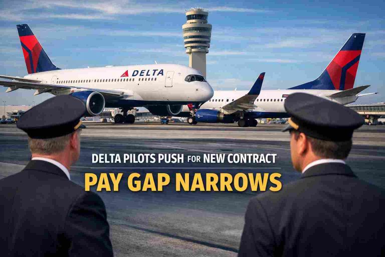 Delta Air Lines Pilots Push for New Contract as Pay Gap Narrows Delta Air Lines Pilots Push for New Contract as Pay Gap Narrows