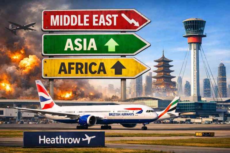 London Heathrow Asia Traffic Surges as Middle East Passenger Demand Slumps Amid Geopolitical Tensions