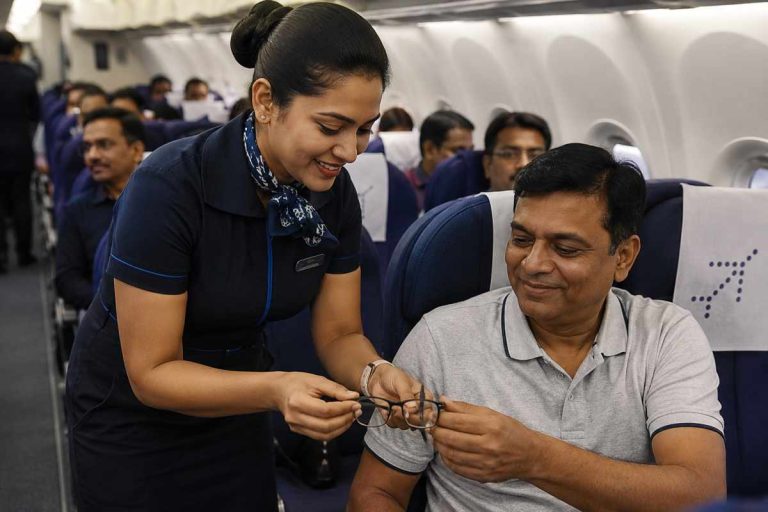 IndiGo Crew Member Repairs Passenger’s Broken Glasses Mid-Flight, Viral Video Highlights Airline Hospitality IndiGo Crew Member Repairs Passenger’s Broken Glasses Mid-Flight, Viral Video Highlights Airline Hospitality